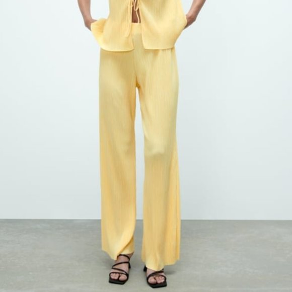Zara Pants & Jumpsuits Nwt Zara Yellow 2piece Pantsuit Coordinates